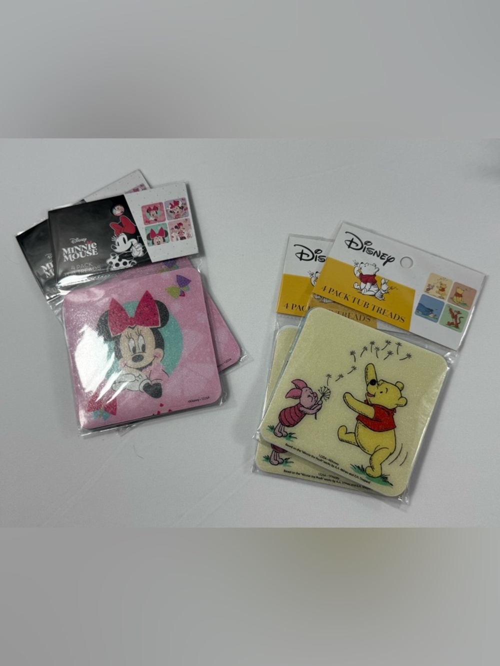 NWT-Disney Pooh OR Minnie 2-Packs/4-Count Each (8 Total) Non-Slip Tub Treads